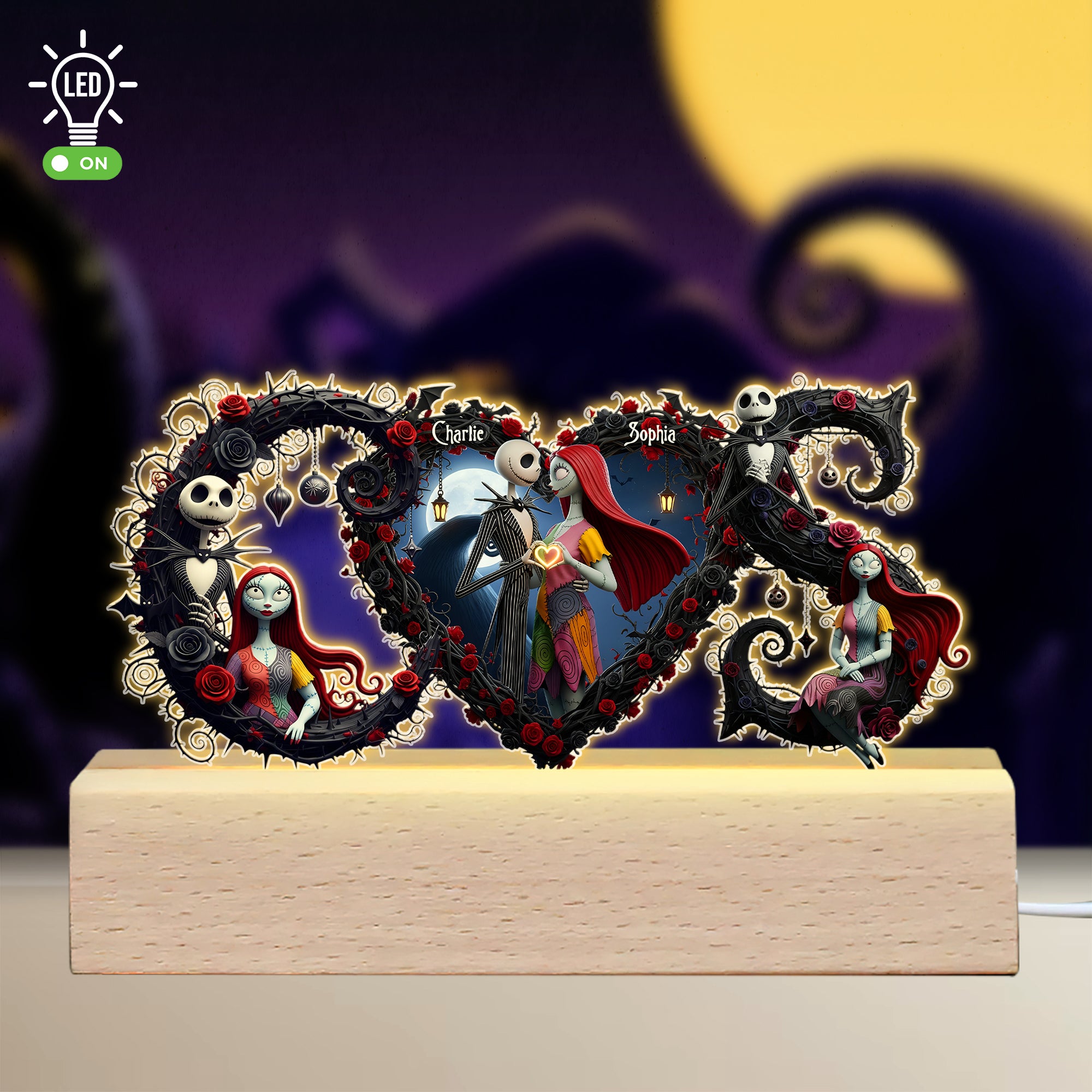 The Haunted Couple 3D Led Light - Personalized Gifts For Couple 01OHLU240525 - Led Night Light - GoDuckee