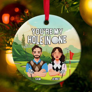 Personalized Gifts For Golf Couple Ceramic Ornament 02TOMH301024PA - Ornament - GoDuckee