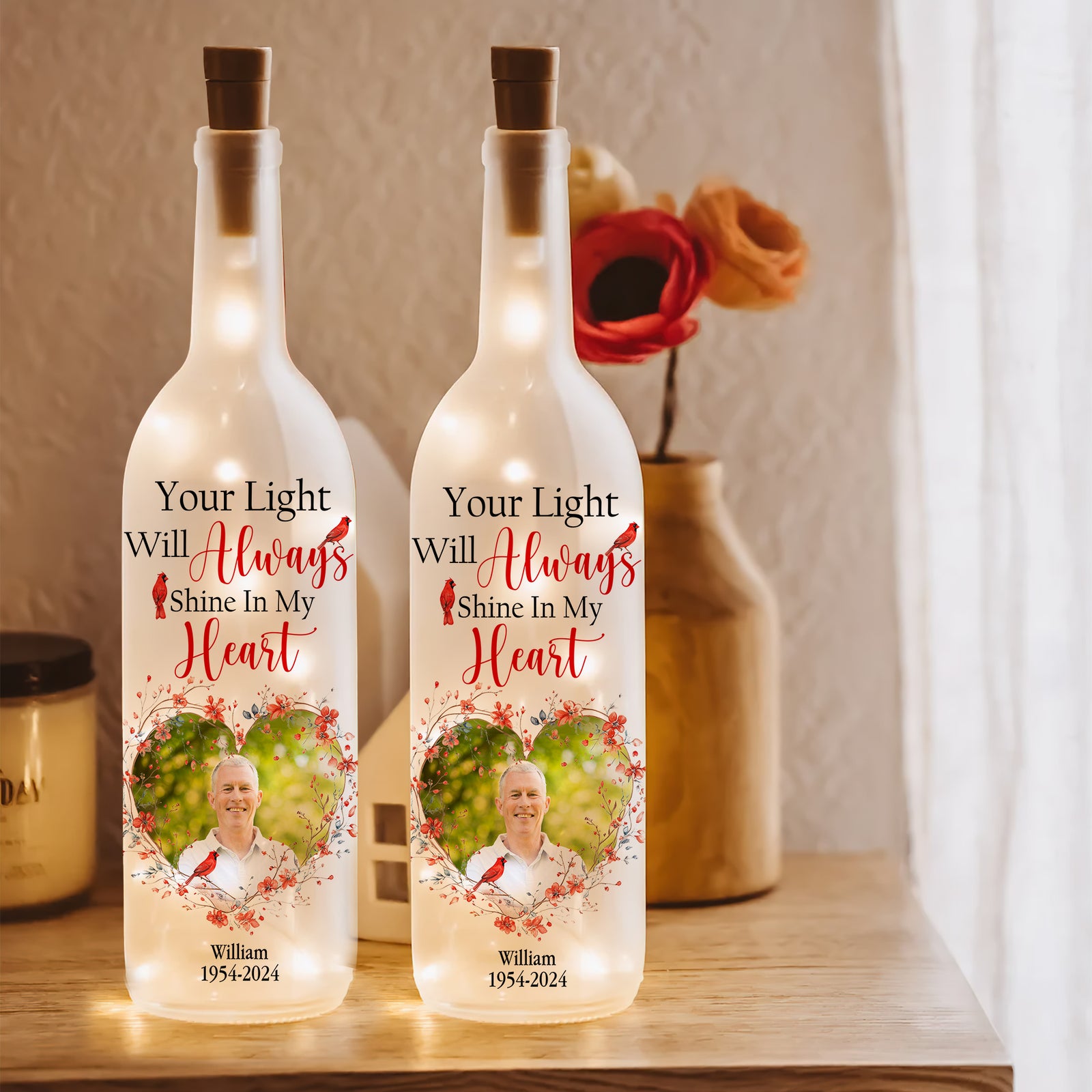 Personalized Custom Photo Memorial Gift Bottle Lamp 05TGLU170225 - Bottle Lamp - GoDuckee