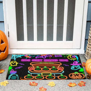 Personalized Gifts For Family Doormat Halloween Pumpkin Truck Neon Effect 02xqdc260824 - Doormat - GoDuckee