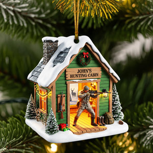 Hunting Cabin Christmas Ornament - Personalized Gift For Hunters 02OHLU140825 - Ornament - GoDuckee