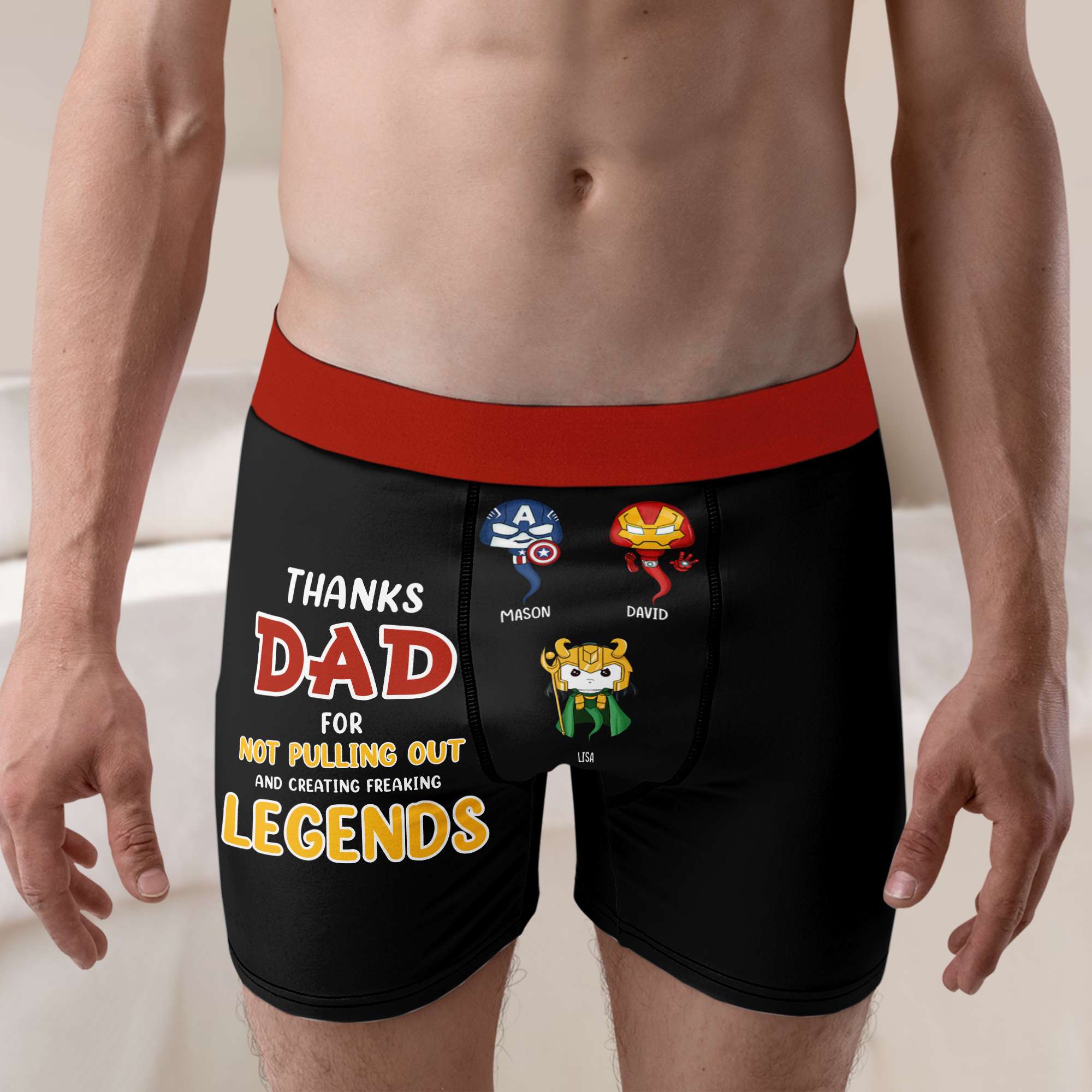 Personalized Gifts For Dad Men's Boxers Thanks Dad For Not Pulling Out 04HUMH240124HA - Boxers & Briefs - GoDuckee