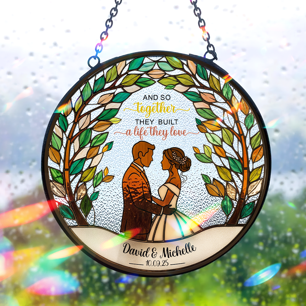 Newlywed Couple Stained Glass - Personalized Gifts For Couple 01PGLU160825 - Ornament - GoDuckee