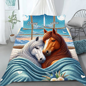 Personalized Gift For Horse Couples Quilt Bedding Set Special Line 03OHMH181224 - Blanket - GoDuckee