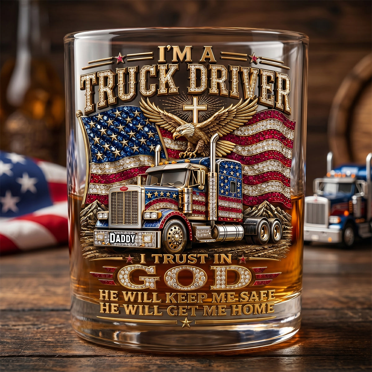 Dad Round Glass - Personalized Father's Day Gifts For Christian Truck Driver 02padh250526 - Glass - GoDuckee