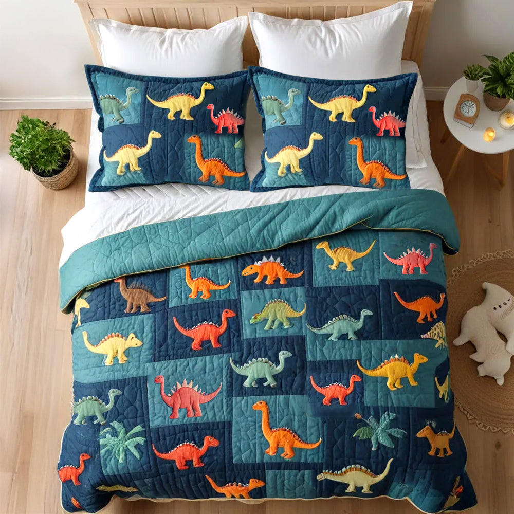Gifts For Dinosaur Lovers Quilt Bed Set, Various Cute Dinosaur Patterns 01qhtn220125 - Blanket - GoDuckee