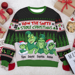How The [Your Family Name] Stole Christmas, Personalized 03TOTN241123 Knitted Ugly Sweater - AOP Products - GoDuckee