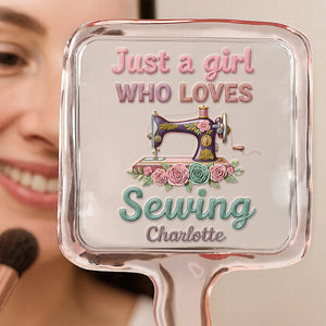 Sewing Girl Handheld Mirror - Personalized Gifts For Sewing Lovers 09pgdt161225 - Mirror - GoDuckee