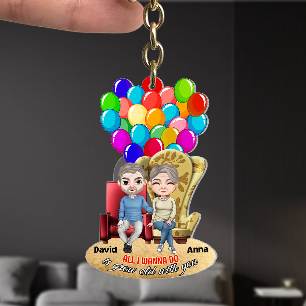 All I Wanna Do Is Grow Old With You, Personalized 05OHTN281223HH Keychain, Gift For Couple - Keychains - GoDuckee