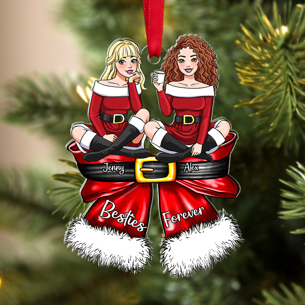 Personalized Gifts For Friends, Besties Coquette Bow Christmas Ornament 03NATN100924HH - Ornament - GoDuckee