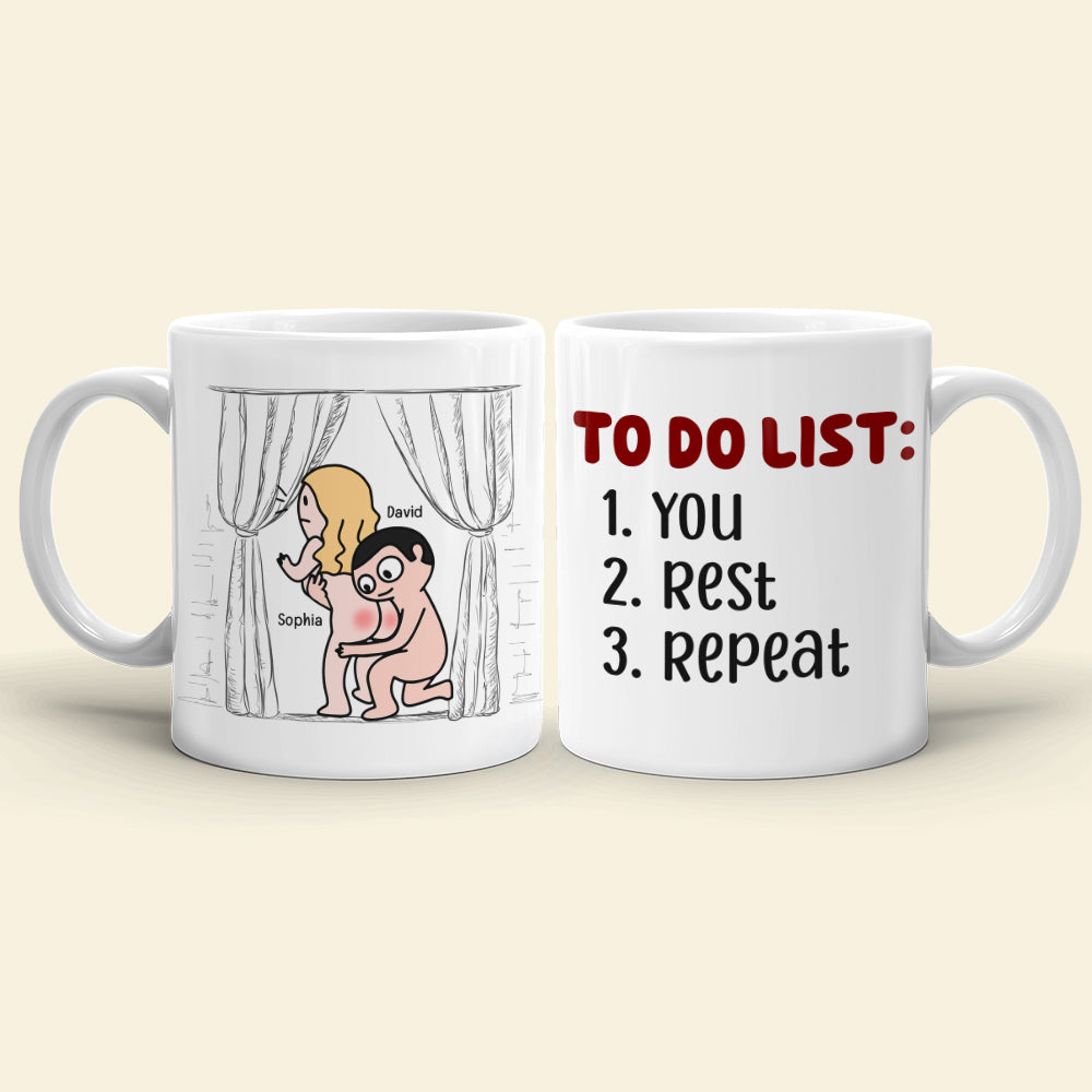 Custom Name To Do List Coffee Mug - Funny Morning Routine Mug for Men –  Island Dog T-Shirt Company