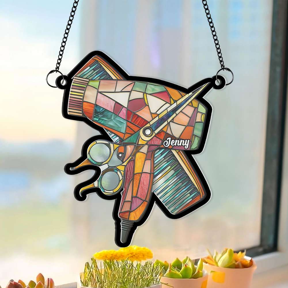 Personalized Gifts For Barber Suncatcher Ornament Hair Salon 01OHMH070125 - Ornament - GoDuckee