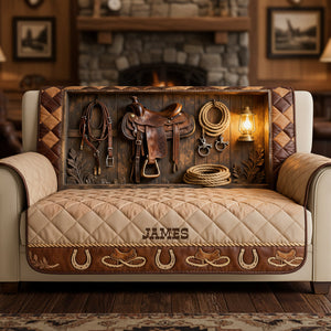 Horse Workshop Sofa Cover - Personalized Gifts For Horse Lover Quilted Sofa Cover 04KITA280126 - Sofa Cover - GoDuckee