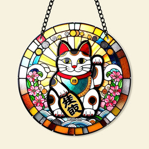 Personalized Gifts For Christmas Suncatcher Ornament 52ACQN240824 Lucky Cat - Ornament - GoDuckee