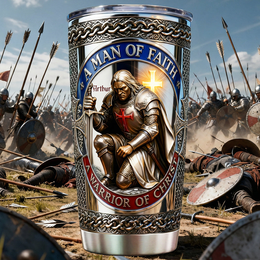 Kneeling Templar Knight Tumbler, Personalized Gifts For Christians 01qhta200126-Homacus