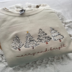 Merry and Bright Embroidered Shirt 205acxx260824 Christmas Tree - Shirts - GoDuckee