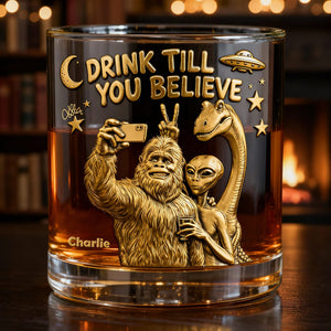 Fun Forest Giant & Friends Selfie Glass - Personalized Gifts For Drinking Lovers & Cryptid Creatures Enthusiasts 02QHLU011225 - Glass - GoDuckee