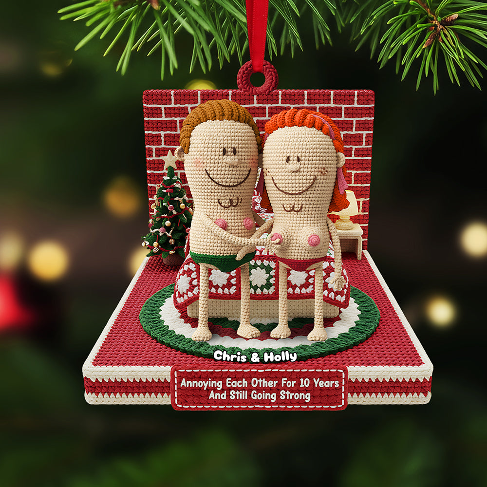 Personalized Gifts For Christmas, Knitting Funny Couple Acrylic Ornament 02nata241025 - Ornament - GoDuckee