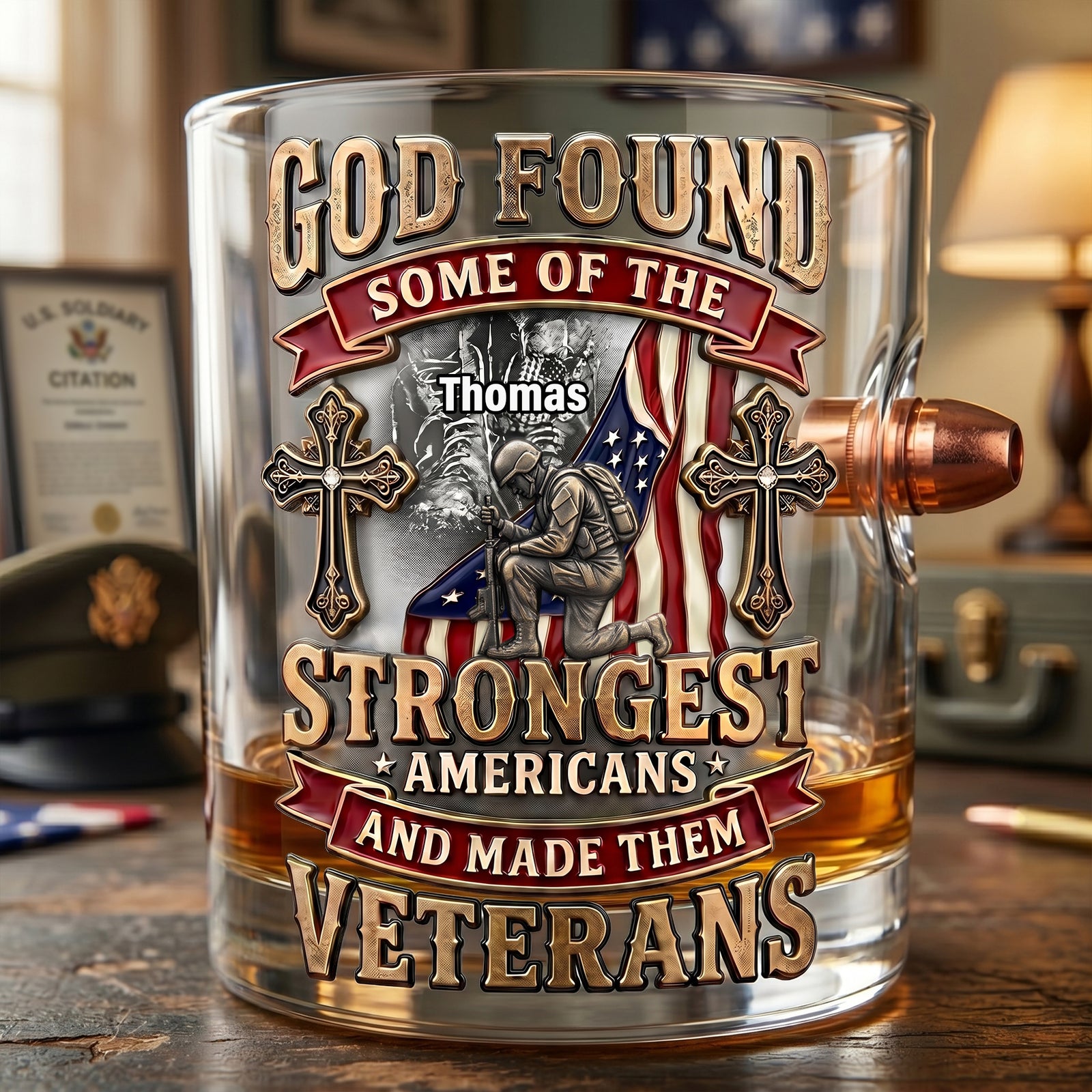 God's Strongest Veterans Bullet Glass - Personalized Gifts For Veterans 06PALU240626 - Glass - GoDuckee