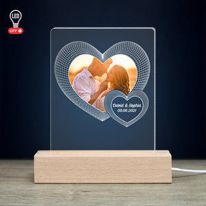 Couple Heart Balloon Upload Photo, Personalized 3D Led Light, Couple Bedroom Light - Led Night Light - GoDuckee