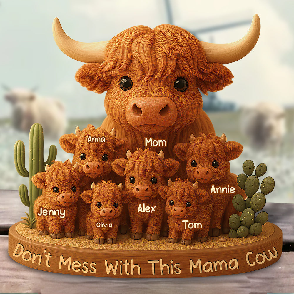 Personalized Gifts For Mom Plaque Highland Cow Mama 03XQDT150425 - Shaped Plaques - GoDuckee
