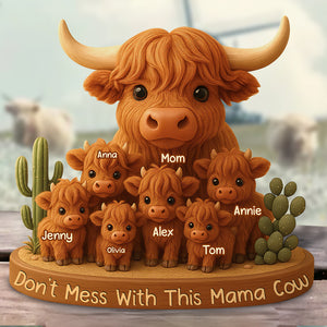 Personalized Gifts For Mom Plaque Highland Cow Mama 03XQDT150425 - Shaped Plaques - GoDuckee