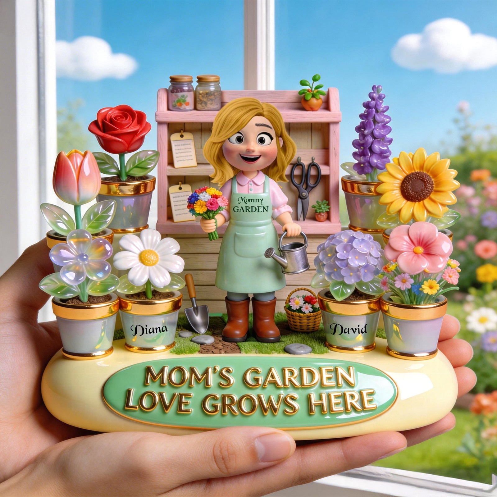 Mom’s Garden Love Acrylic Plaque - Personalized Gifts For Mom 02pgqn160326 - Shaped Plaques - GoDuckee
