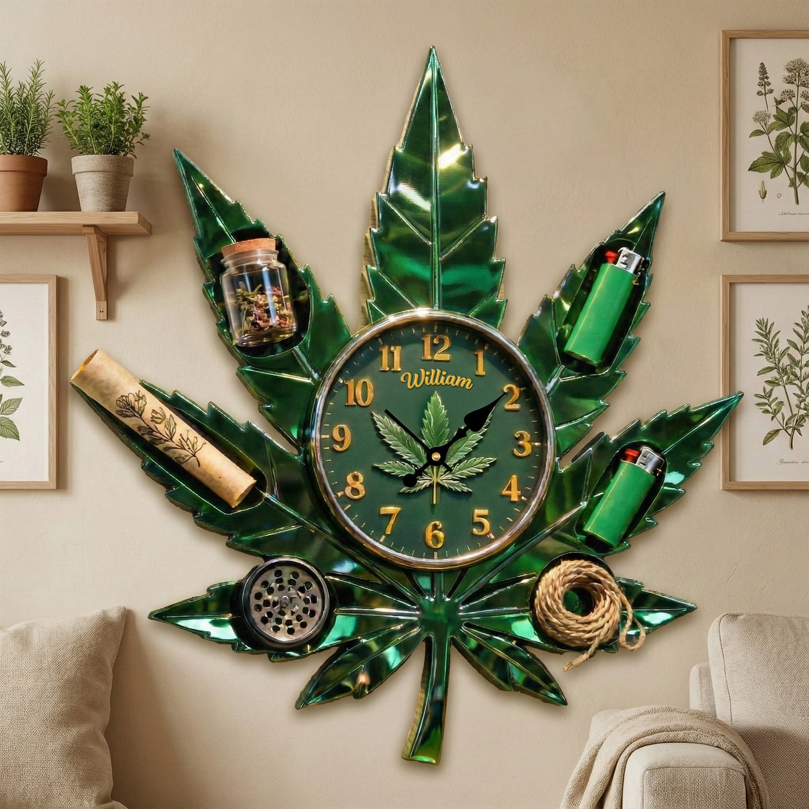 Weed Leaf Hanging Wall Clock - Personalized Gifts For Stoners 02tgmg291225 - Hanging Wall Clock - GoDuckee