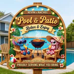 Alien Couple At The Poolside Wood Sign- Personalized Gifts For Couples 03NADT060625 - Wood Sign - GoDuckee