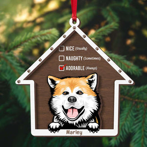 Adorable Dog, Gift For Dog Lover, Personalied Wood Ornament, Dog House Ornament, Christmas Gift - Ornament - GoDuckee