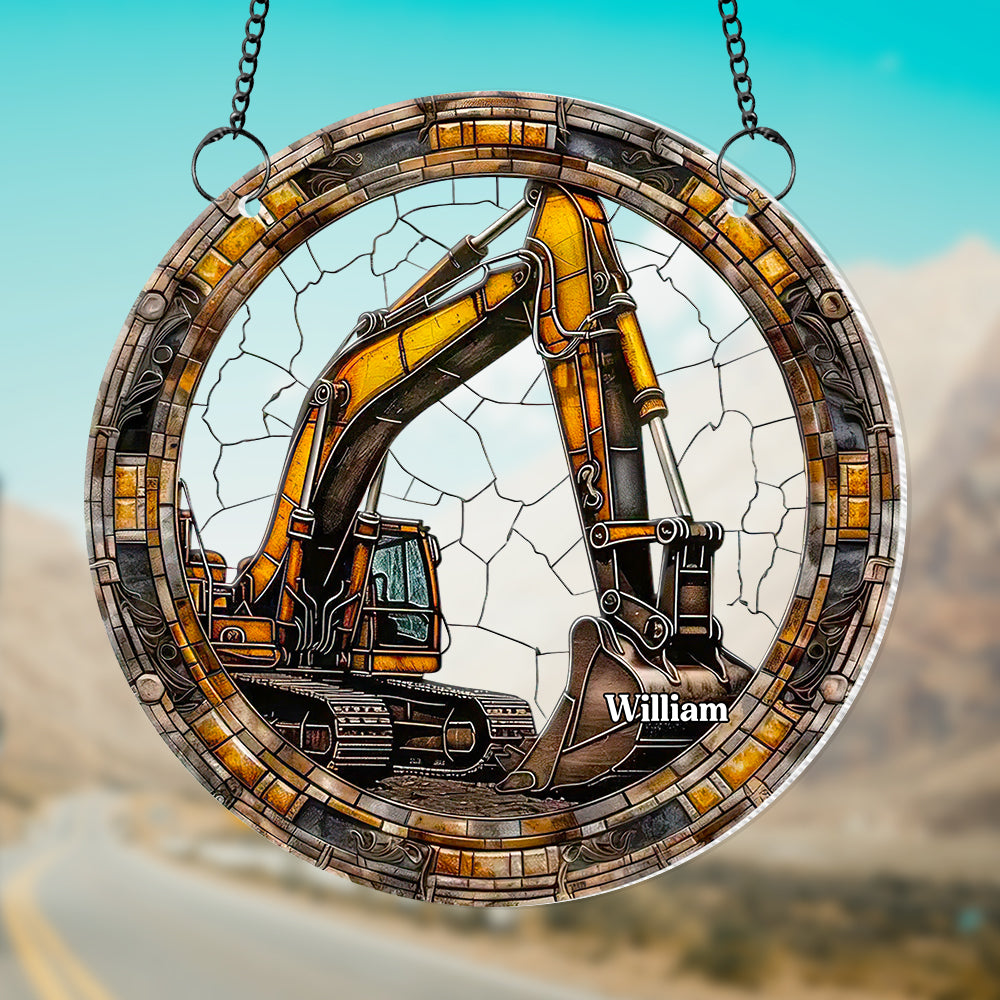 Personalized Gifts Colorful Excavator Suncatcher Ornament 11ACDT060924 - Ornament - GoDuckee