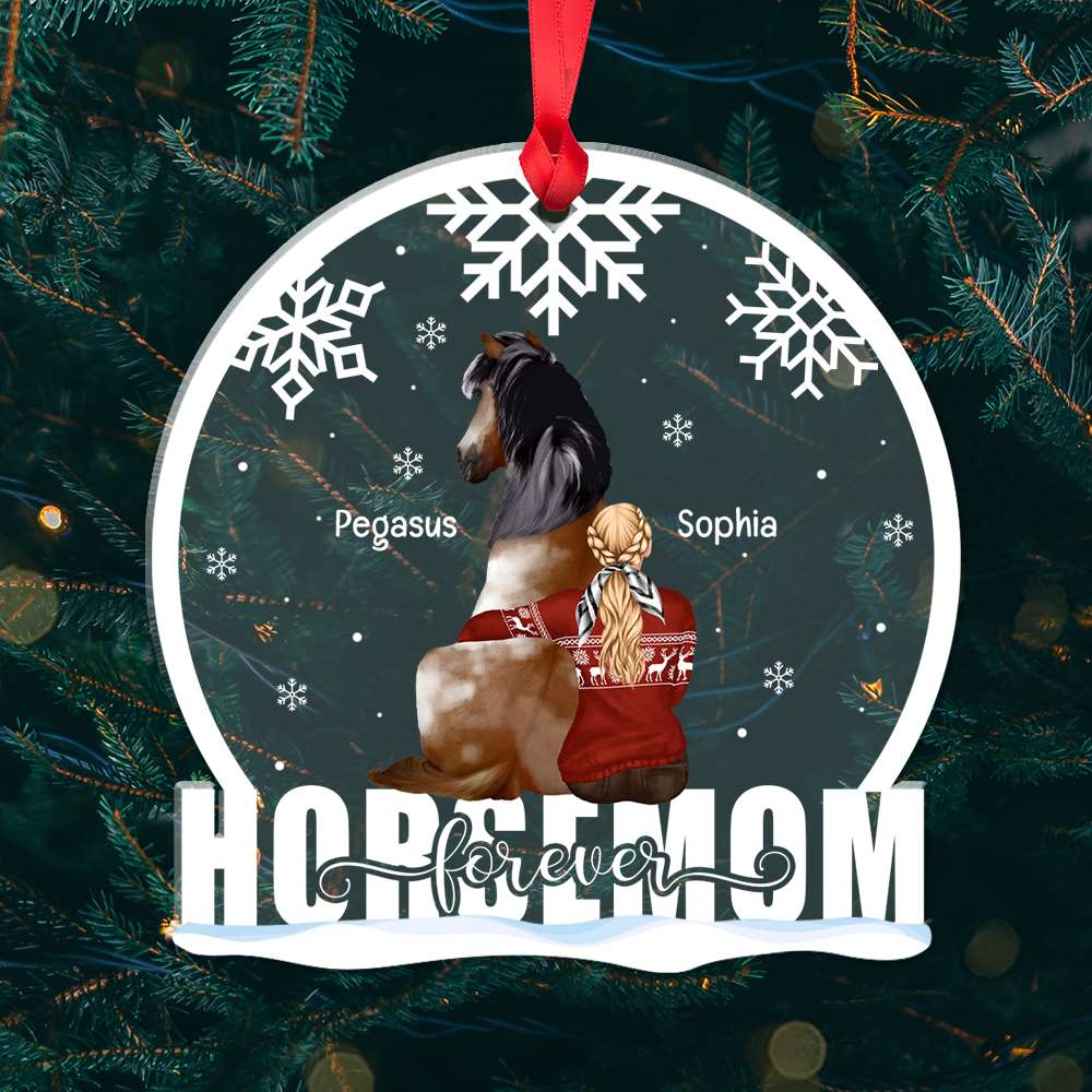 Horse Mom Forever, Gift For Horse Lover, Personalized Ornament, Horse Mom Ornament, Christmas Gift - Ornament - GoDuckee