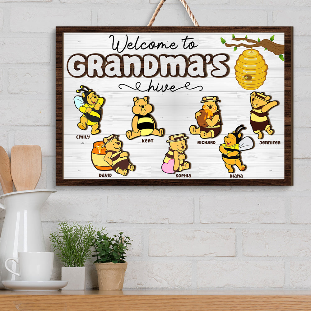 Personalized Gifts For Grandma Wood Sign Welcome To Grandma's Hive 04htqn060224 - Wood Signs - GoDuckee