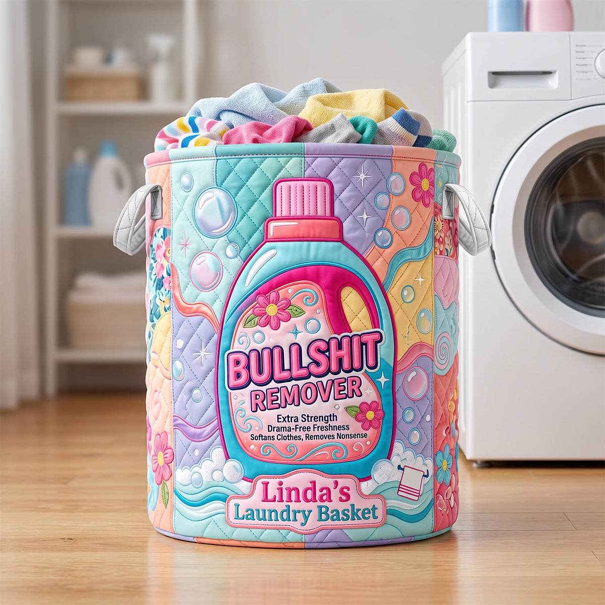 Funny Bottle Quilted Laundry Basket - Personalized Gifts 02hudh110726 - Laundry Basket - GoDuckee