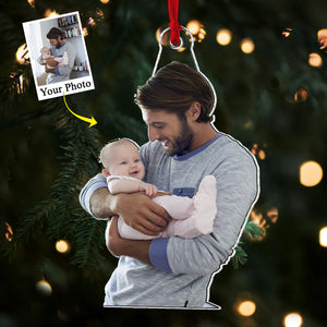 Custom Photo Gifts For Dad, Upload Dad And Kid Christmas Ornament 17pgvp140924 - Ornament - GoDuckee