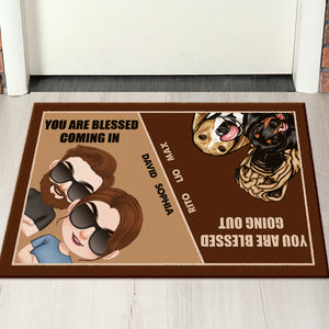 You Are Blessed Coming In, Personalized Doormat, Gift For Dog Couple - Doormat - GoDuckee