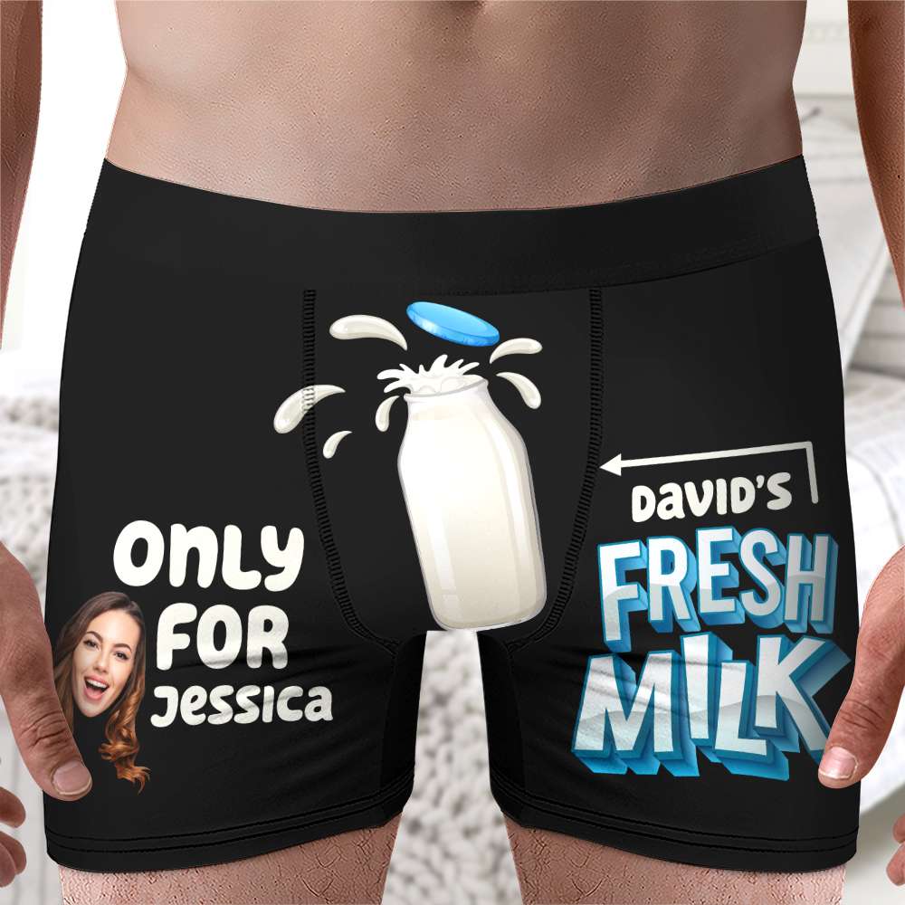 Custom Photo Gifts For Husband Boxers Fresh Milk 03htqn220124 - Boxers & Briefs - GoDuckee