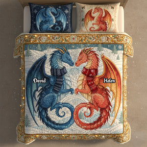 Mythical Dragon Couples Quilt Bedding Set Special Line - Personalized Gift For Couples 06HYMG011125 - Blanket - GoDuckee