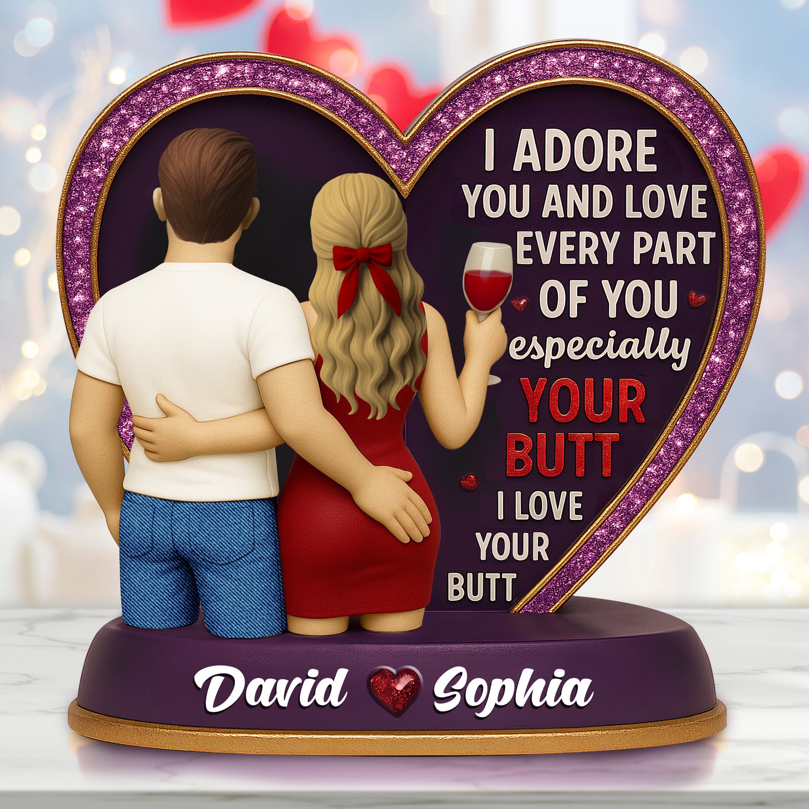 Hugging Couple Acrylic Plaque - Personalized Gifts For Couple 01NALU230525 - Shaped Plaques - GoDuckee