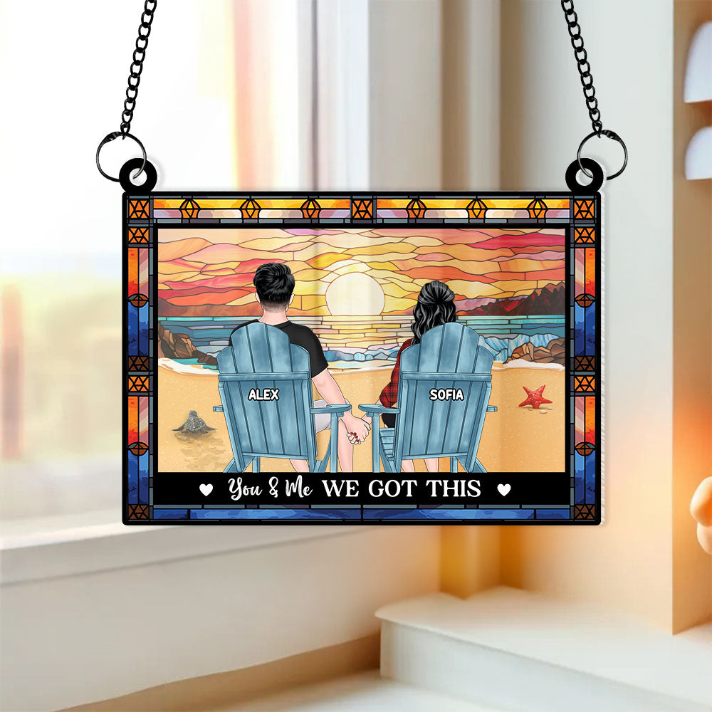 Personalized Gifts For Couple Suncatcher Window Hanging Ornament 01humh300524tm - Ornaments - GoDuckee