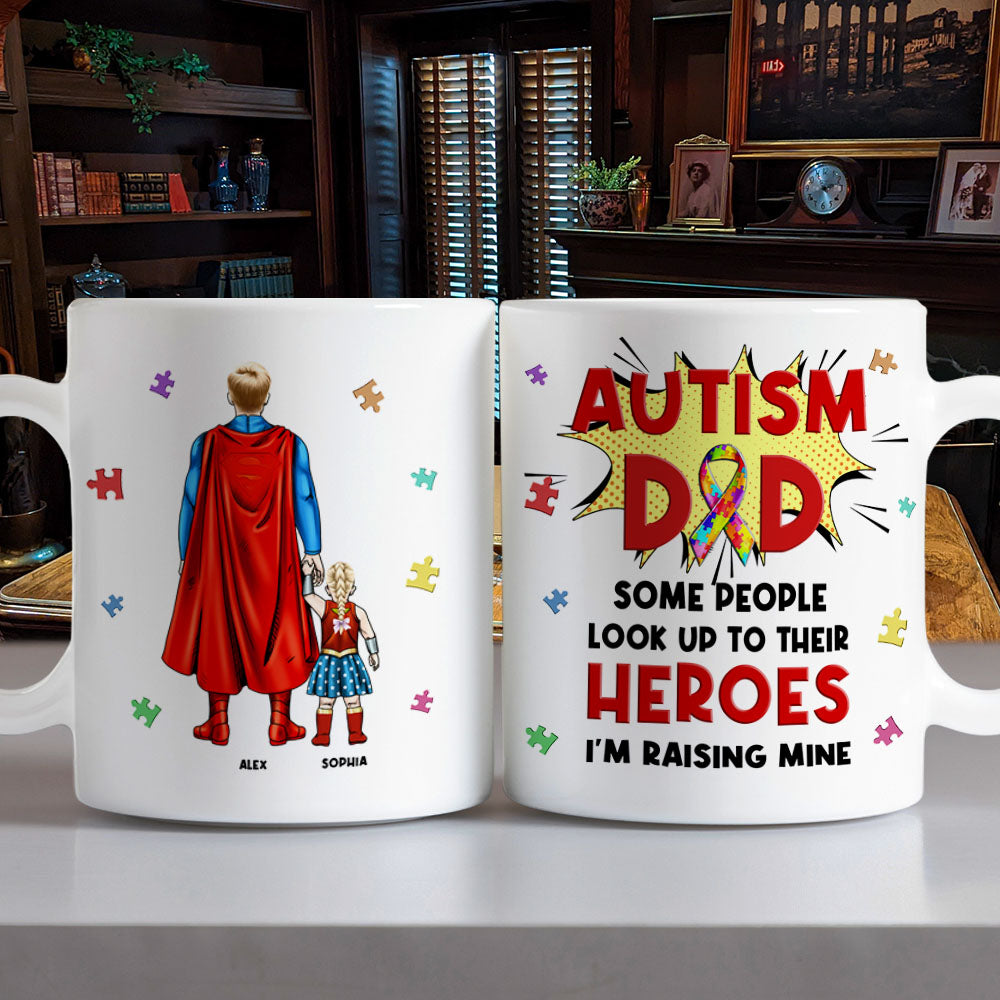 Personalized Gifts For Autism Dad Coffee Mug Father's Day Super Dad And Kids 042TOMH240225PA - Coffee Mug - GoDuckee