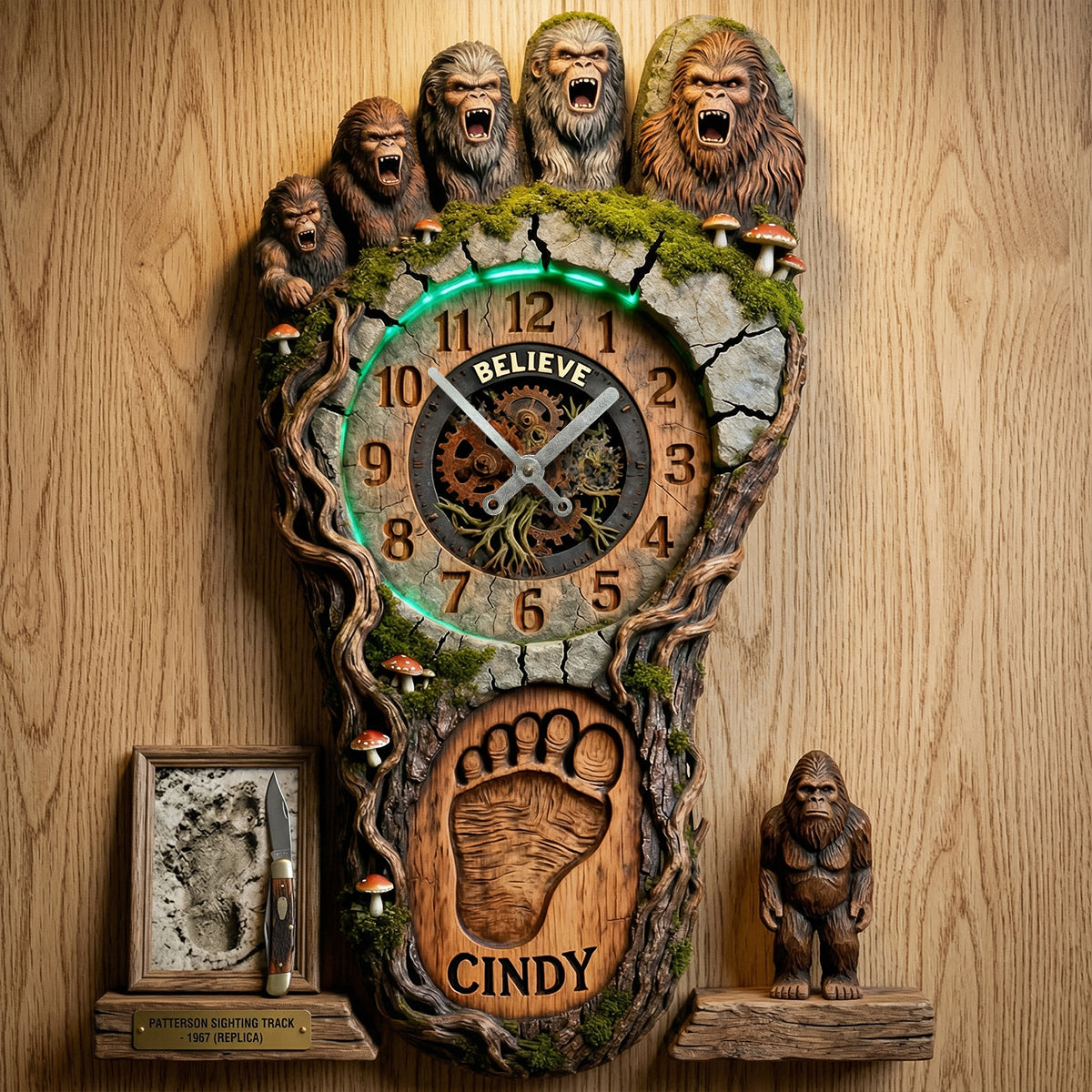 Bigfoot Hanging Wall Clock - Personalized Gifts 01hutn240326 - Hanging Wall Clock - GoDuckee