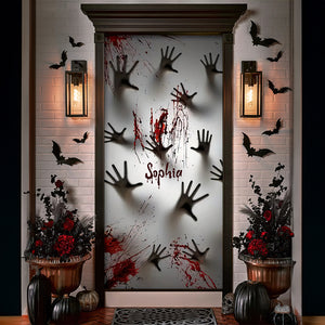 Halloween Door Cover Scary Bloody Handprint 05ACDT090924 - Door Covers - GoDuckee