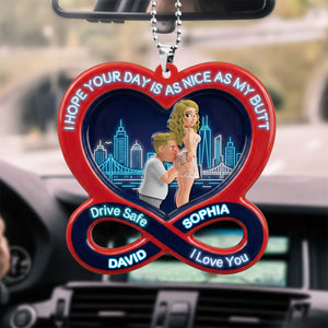 Funny Couple Acrylic Car Visor Clip - Personalized Gifts For Couple 03NATN090226 - Car Visor Clip - GoDuckee