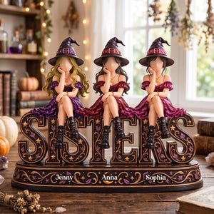 Witchy Sisters Forever Acrylic Plaque - Personalized Christmas Gift For Sisters 03NATN221026