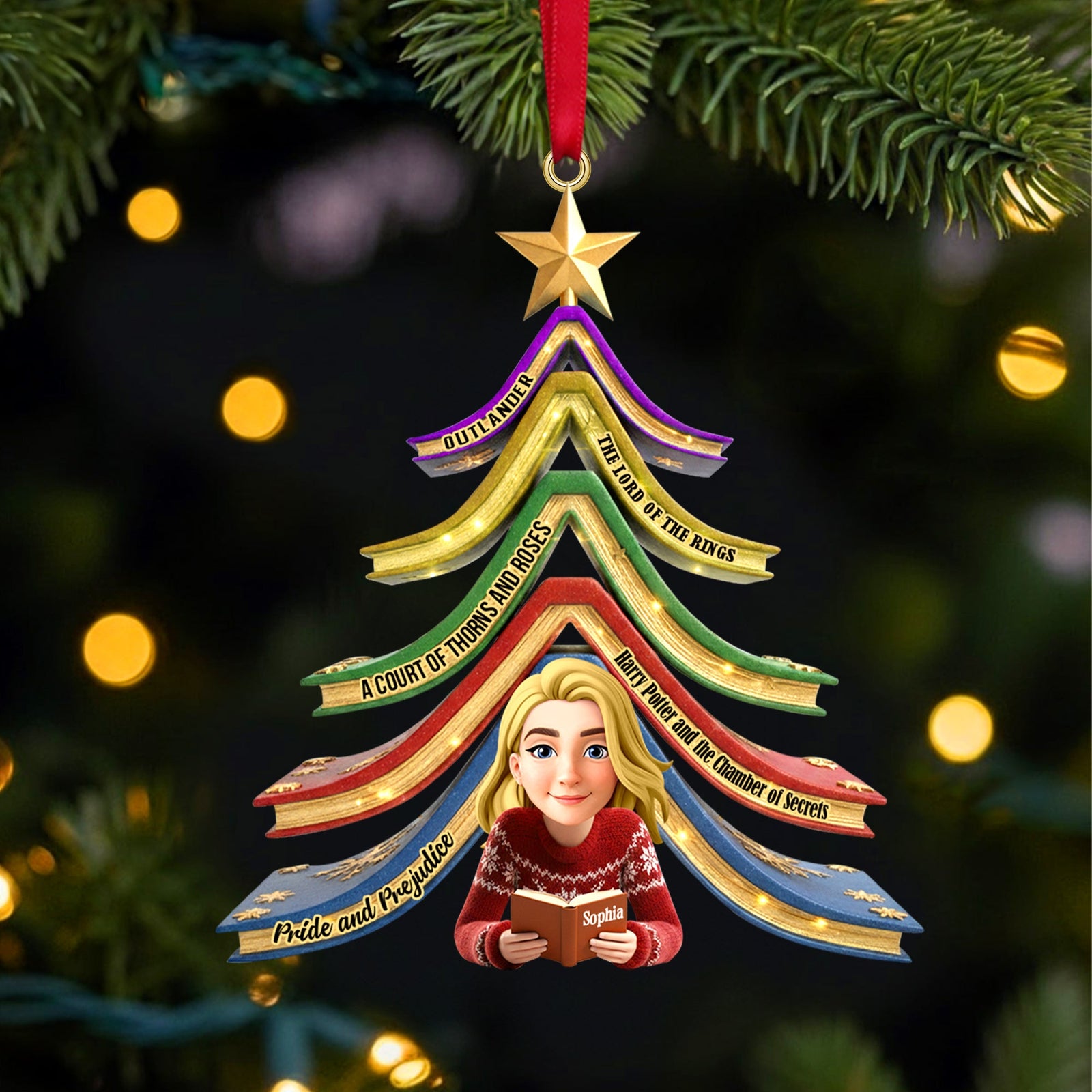 Reading Girl Personalized Gifts For Book Lovers Christmas Ornament 03ohtn271025 - Ornament - GoDuckee
