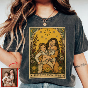 Best Mom Tarot Card Washed T-shirt - Custom Photo Gifts For Moms 02qhqn240426 - Shirts - GoDuckee