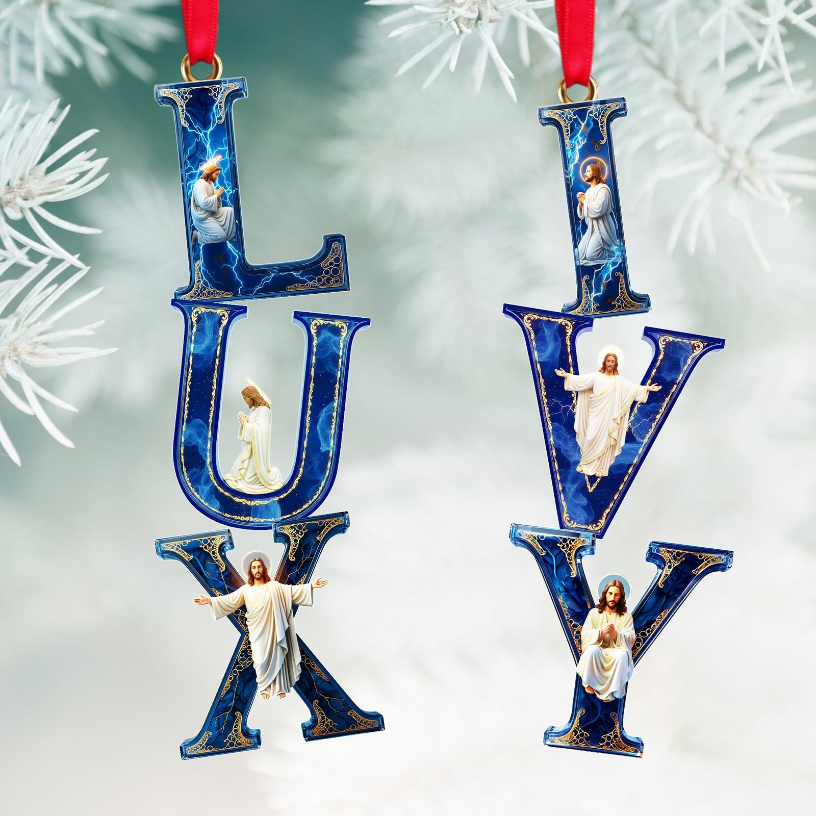 Jesus Alphabet Ornament - Personalized Gift For Christian Christmas Ornament 04HULU281025 - Ornament - GoDuckee