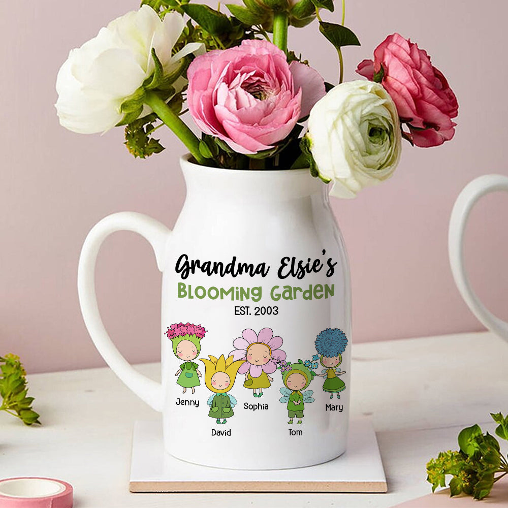 Personalized Gifts For Grandma Flower Vase Blooming Garden Mother's Day Gifts - Flower Vase - GoDuckee