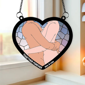 Personalized Gifts For Couple Suncatcher Window Hanging Ornament 034OHMH050624 - Ornaments - GoDuckee